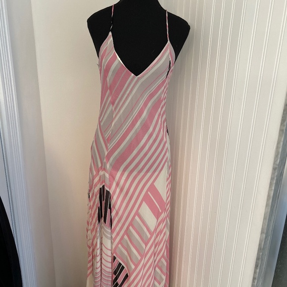 NWT Zara Coastal Flowy Spagetti Strap Pink Maxi Dress - Picture 1 of 4